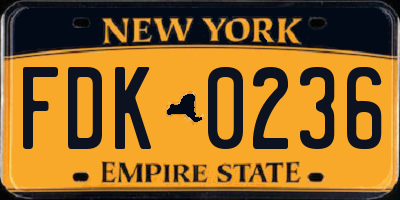 NY license plate FDK0236