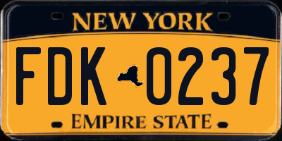 NY license plate FDK0237