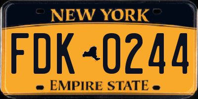 NY license plate FDK0244