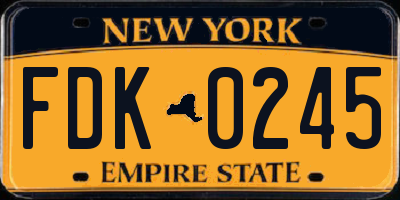 NY license plate FDK0245