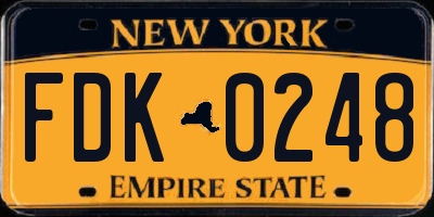 NY license plate FDK0248