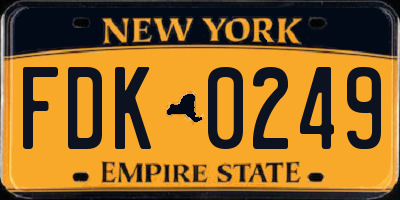 NY license plate FDK0249
