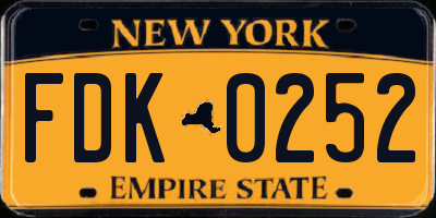 NY license plate FDK0252