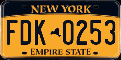 NY license plate FDK0253