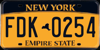 NY license plate FDK0254