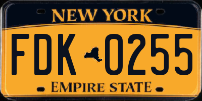 NY license plate FDK0255