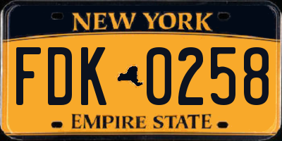 NY license plate FDK0258