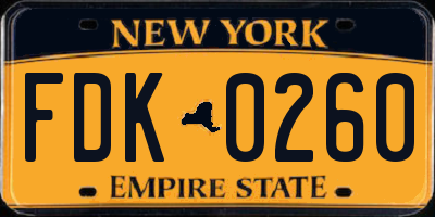 NY license plate FDK0260
