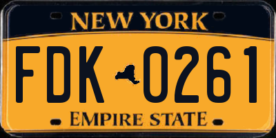 NY license plate FDK0261