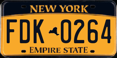 NY license plate FDK0264