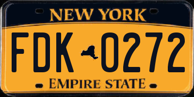 NY license plate FDK0272