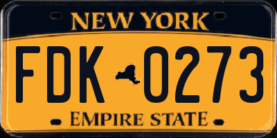 NY license plate FDK0273