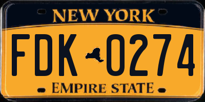 NY license plate FDK0274