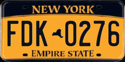 NY license plate FDK0276