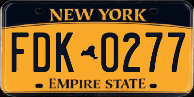 NY license plate FDK0277