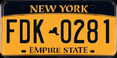 NY license plate FDK0281