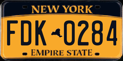 NY license plate FDK0284