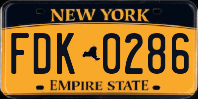 NY license plate FDK0286