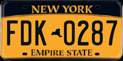 NY license plate FDK0287