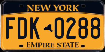 NY license plate FDK0288