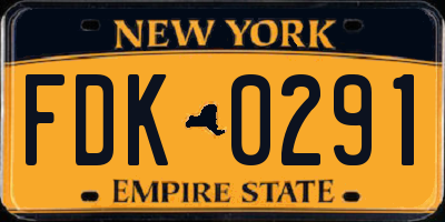 NY license plate FDK0291