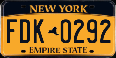 NY license plate FDK0292