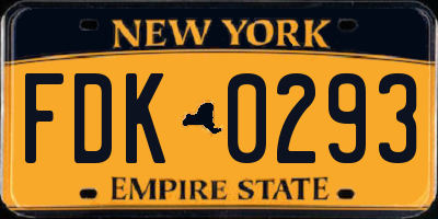 NY license plate FDK0293
