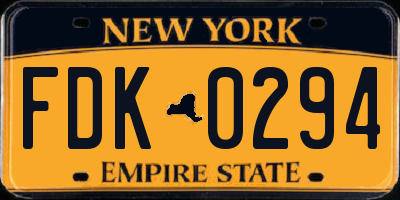 NY license plate FDK0294