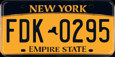 NY license plate FDK0295