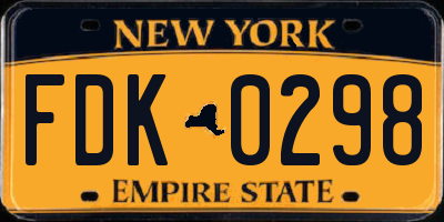 NY license plate FDK0298