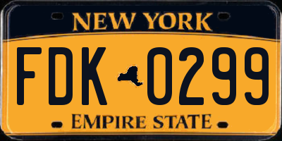 NY license plate FDK0299