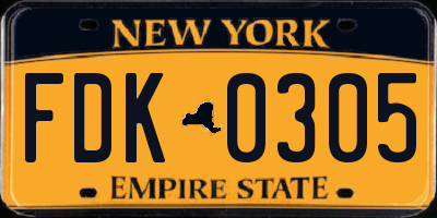 NY license plate FDK0305