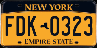 NY license plate FDK0323