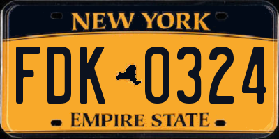 NY license plate FDK0324