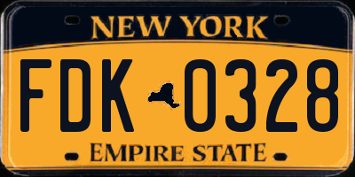 NY license plate FDK0328