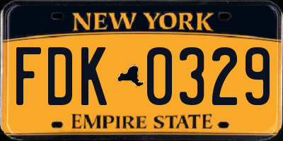 NY license plate FDK0329