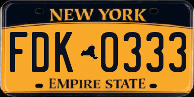 NY license plate FDK0333