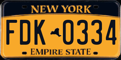 NY license plate FDK0334