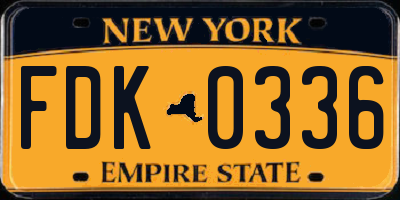 NY license plate FDK0336