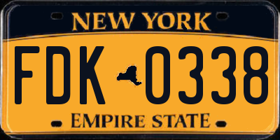 NY license plate FDK0338