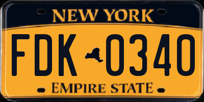 NY license plate FDK0340