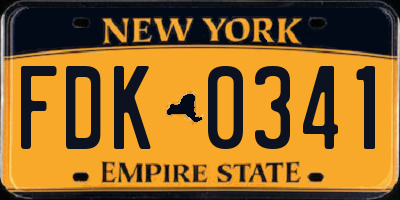NY license plate FDK0341
