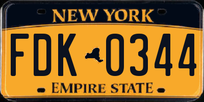 NY license plate FDK0344
