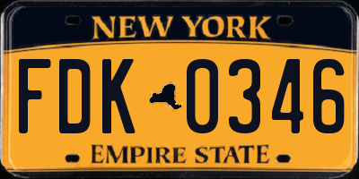 NY license plate FDK0346