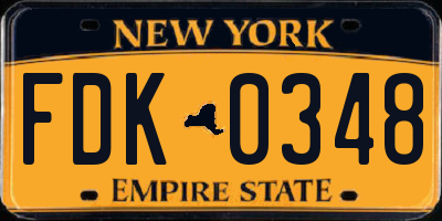 NY license plate FDK0348