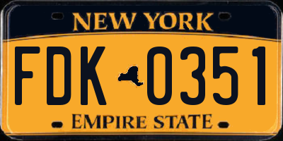 NY license plate FDK0351