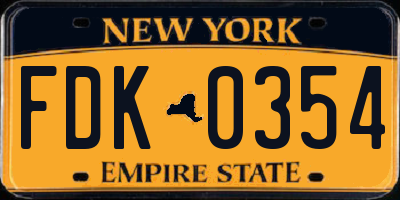 NY license plate FDK0354