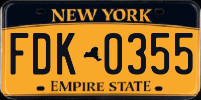 NY license plate FDK0355