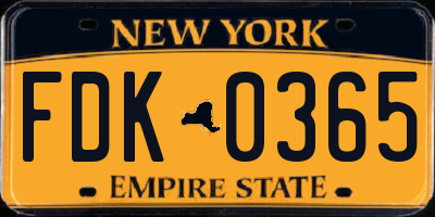 NY license plate FDK0365