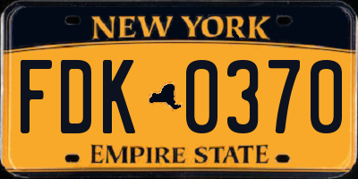 NY license plate FDK0370